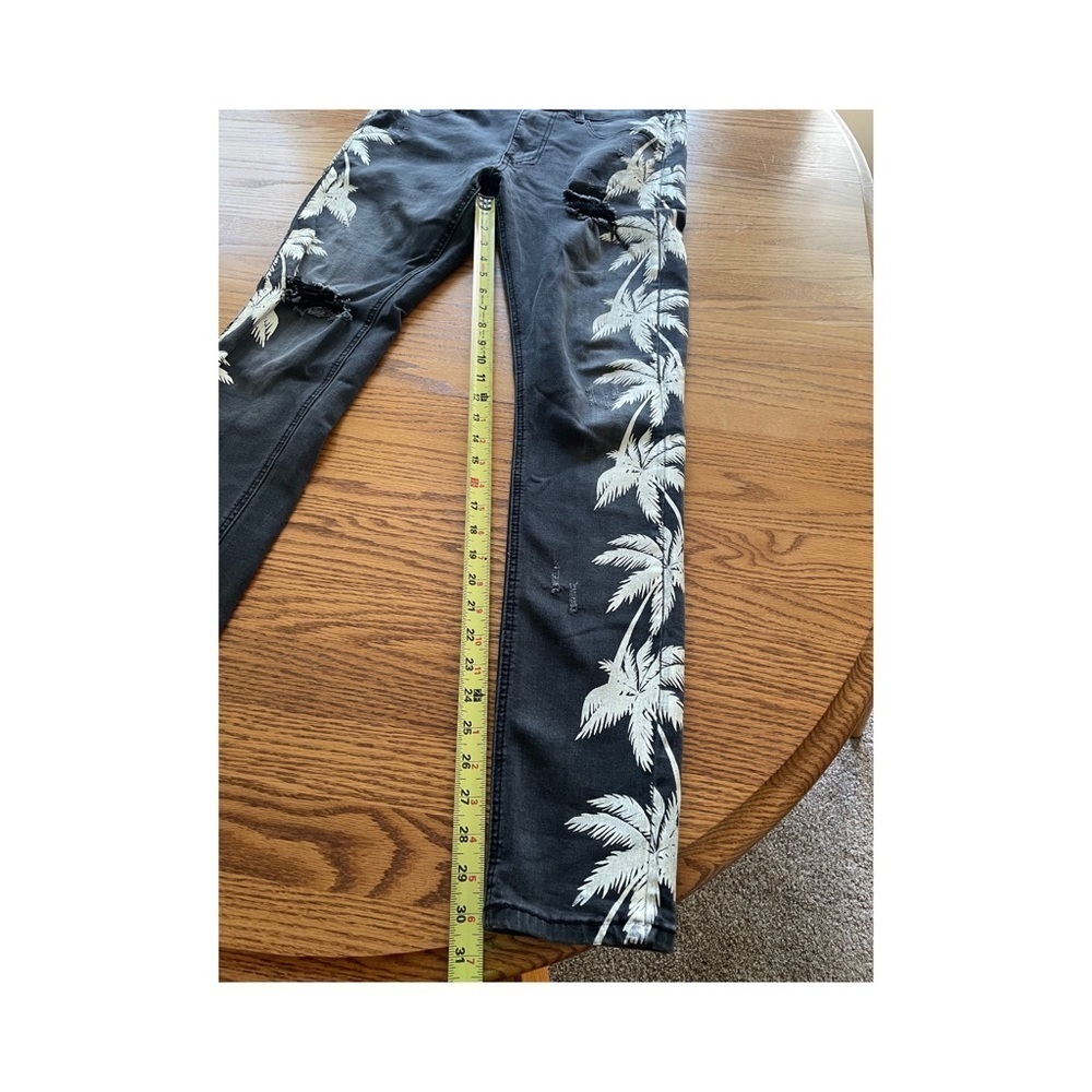 Valiant Paris Ripped Distressed Palm Print Jeans Size 32 - Picture 4 of 9